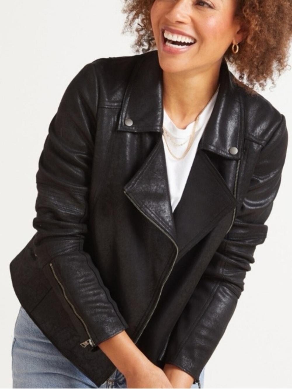 Marrakech Anthropologie Zoe Moto Jacket – Distressed Black Size XS Faux Leather